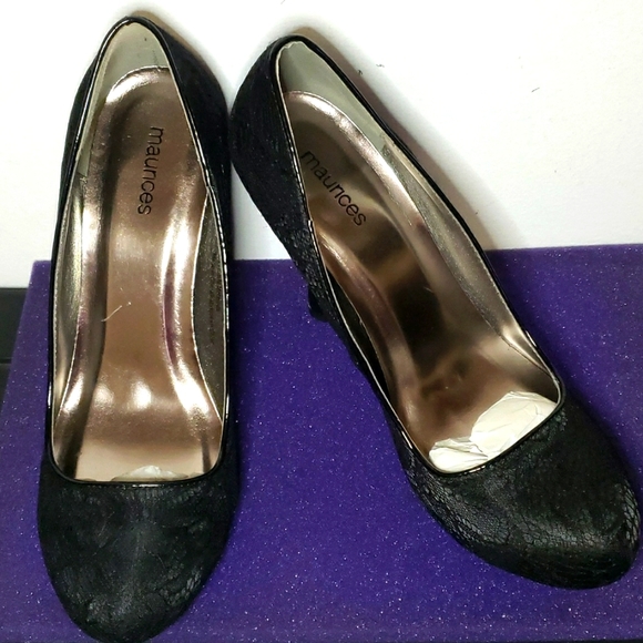 New Black Lace Maurices Pumps - Picture 1 of 4